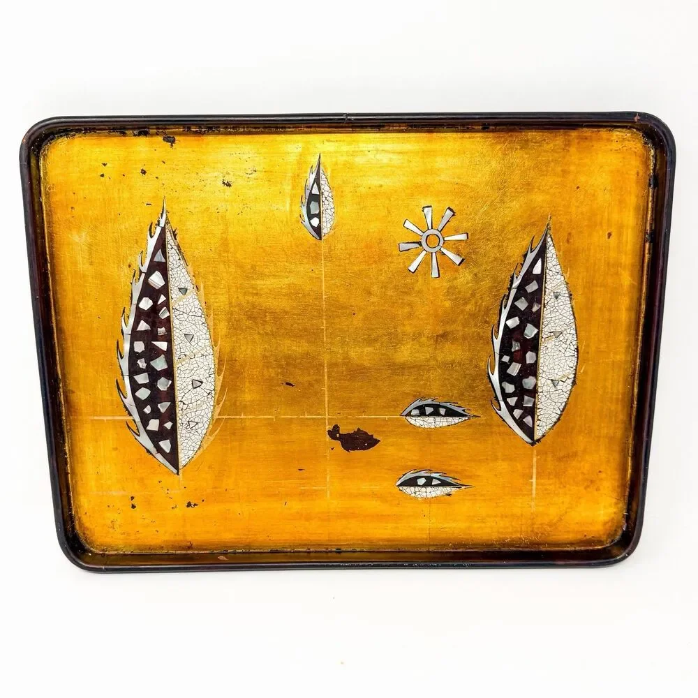 Vintage Nam Phuong Saigon Lacquer Tray Eggshell & Mother of Pearl Inlay MCM 16”
